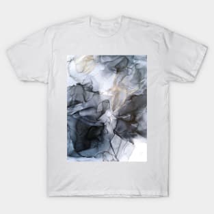 Calm but Dramatic Light Monochromatic Black & Grey Abstract T-Shirt